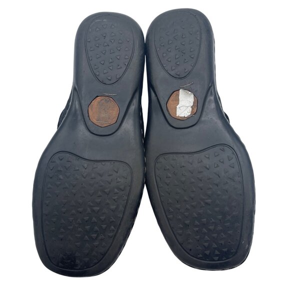 Born Slip On Flat Sz 6 Suede Square Toe Chevron Pattern Casual Black Comfort - Picture 7 of 9